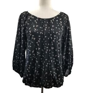 Siren Lily White Pale Pink Birds Pleated Front Lovley Excellent! Size P M